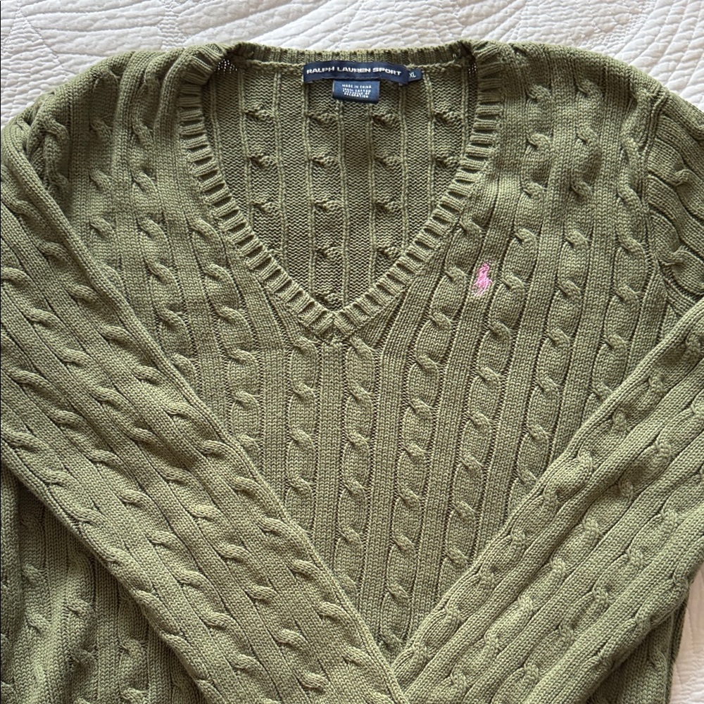 Ralph Lauren Sage Green V-Neck Sweater